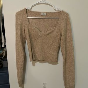 Aritzia Cream Knit Cropped Sweater